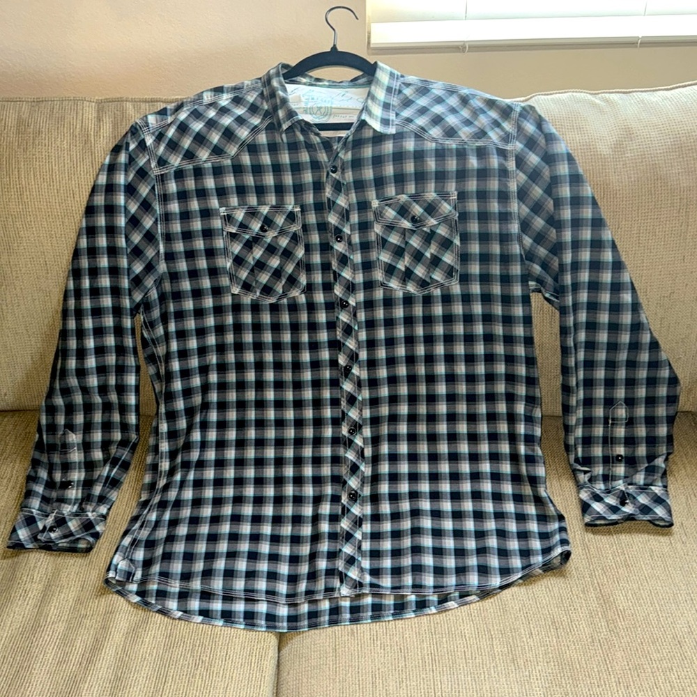 Marc Ecko Cut & Sew Long Sleeve Snap Button Down Shirt- 2XL